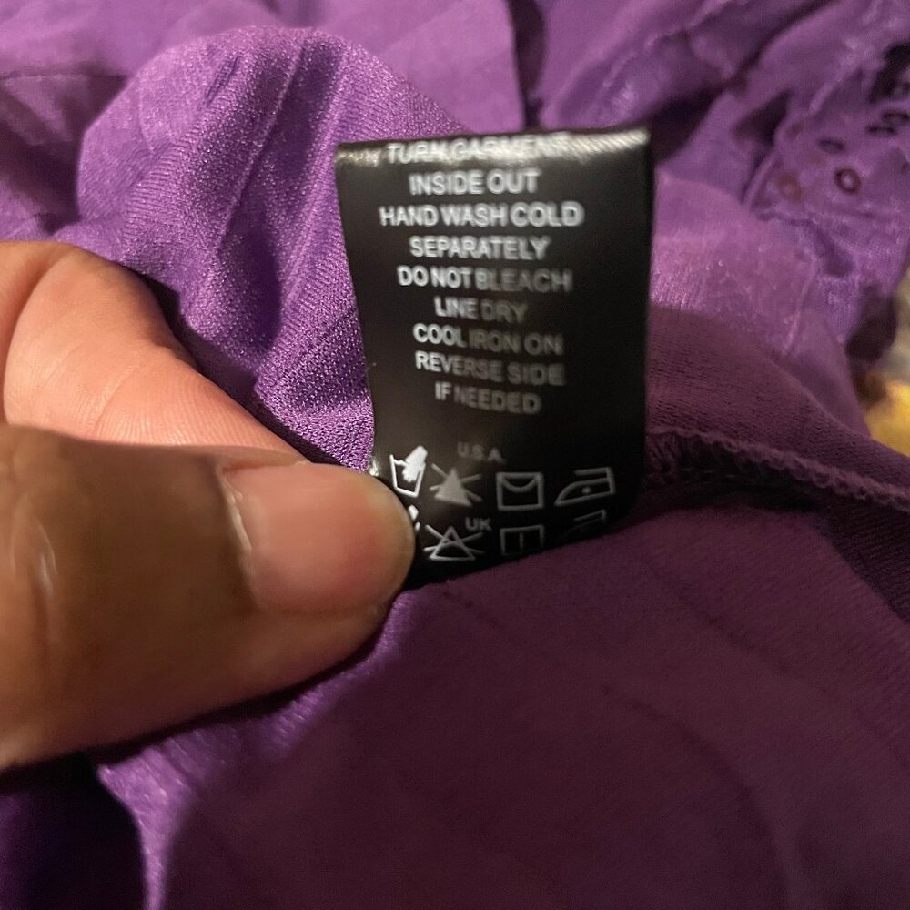 Antthony Originals Whimsigoth Purple Ruffle Mini Dress Sequin Sparkle Medium - Picture 10 of 12